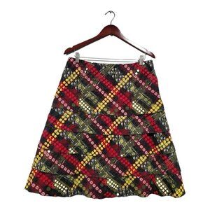 Acorn Women's A-Line Layered Multi-Colored Lined Skirt Size 8